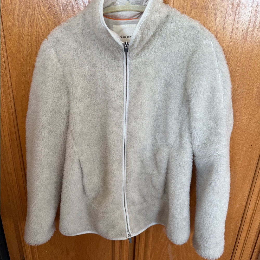 Icebreaker Ecru Women's RealFleece Merino High Pile Long Sleeve Zip Jacket S